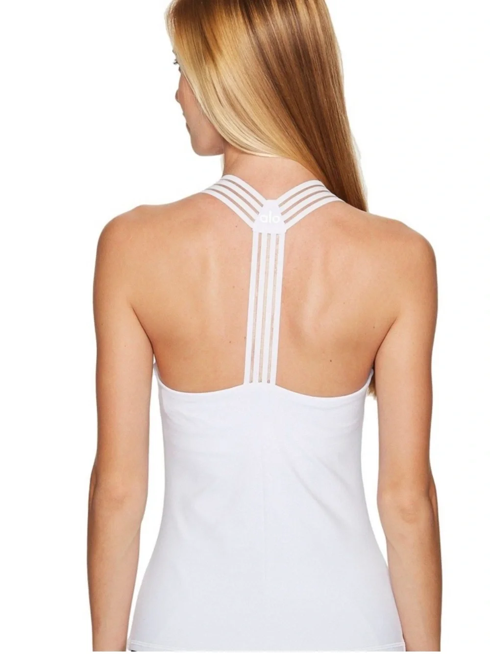 ALO Yoga White Strappy Y Back Tank Top